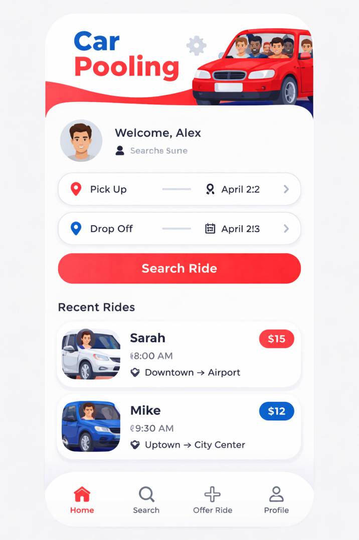 Carpool route map